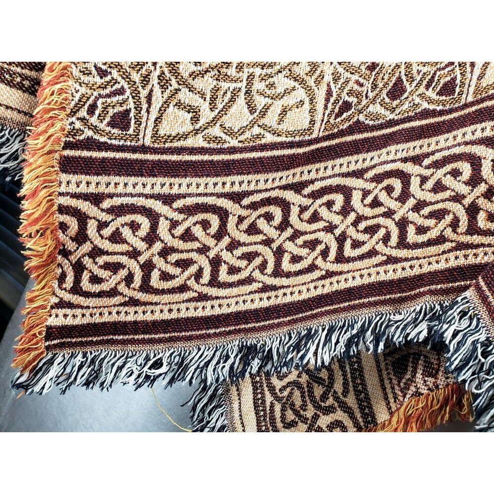 Woven Celtic Knot Cape Poncho Earth Tones OS Loomcraft Ren Fair Festival Irish - Picture 12 of 16